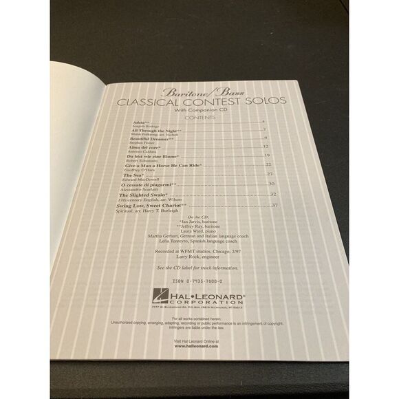 Classical Contest Solo Baritone Bass Vocal Singing Companion CD Learn Prepare - Picture 2 of 6